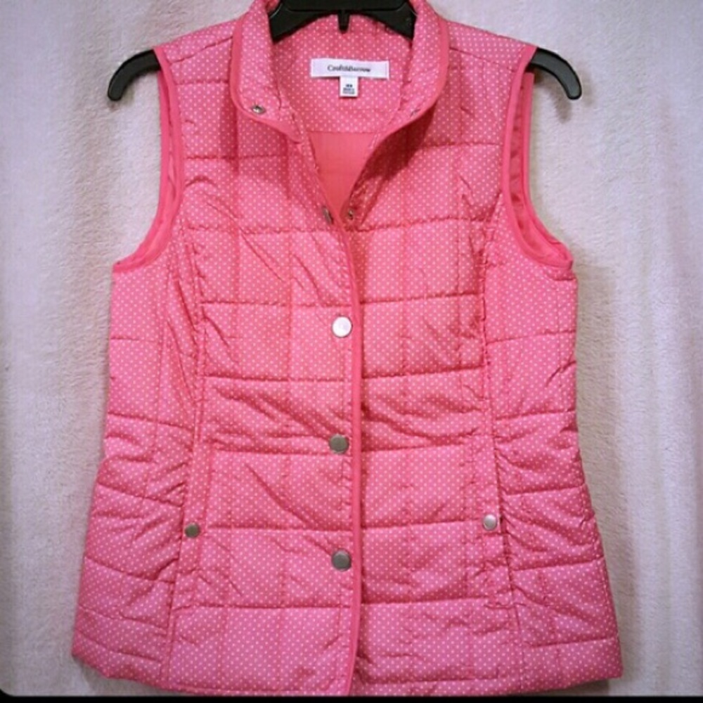 Croft & Barrow Pink w/Polka Dot Puff Vest Sz Small